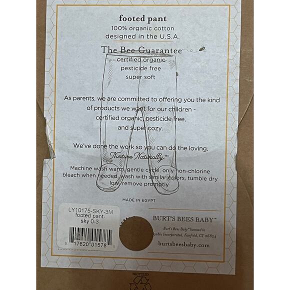 Burt's Bees Baby Lot BodySuits & Footed Pants 0-3 / 3-6 Months Organic Cotton - Picture 5 of 6